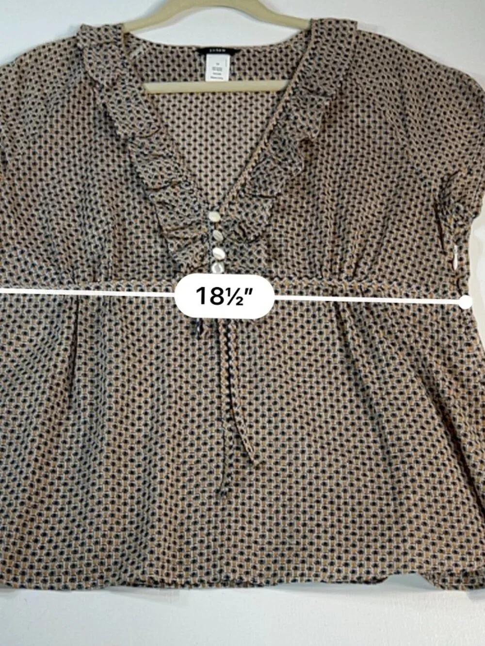 J.Crew Size 14 Pineapple Print Ruffle‎ Peplum Cotton Blouse Top